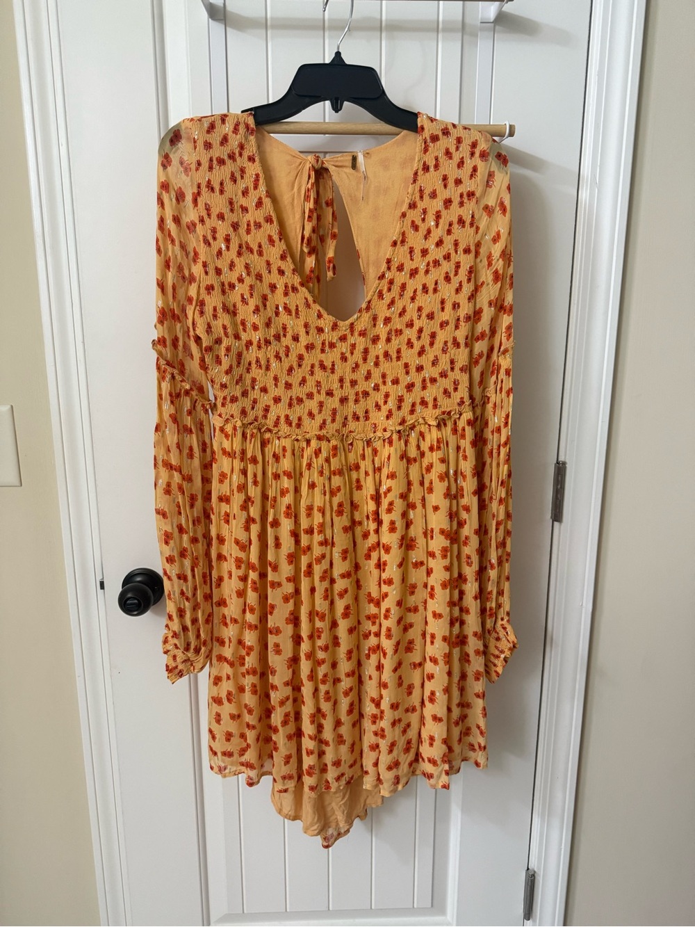 Free People Mustard Yellow with orange flowers dress